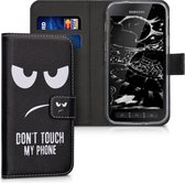 kwmobile telefoonhoesje geschikt voor Samsung Galaxy Xcover 4 / 4S - Backcover voor smartphone - Hoesje met pasjeshouder in wit / zwart - Don't Touch My Phone design