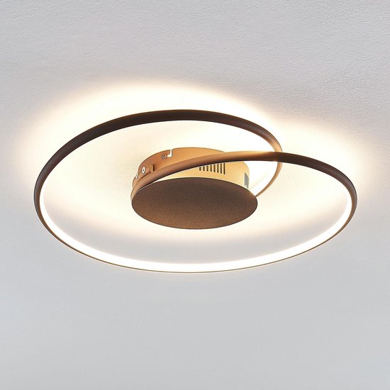 Lindby - LED plafondlamp - Metaal, kunststof - H: 8 cm - roest