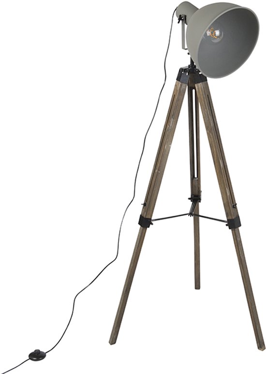 QAZQA Laos FL Tripod/driepoot vloerlamp - E27 - 1 lichts - H 1600 mm - Bruin