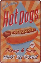 Metalen plaatje - Hot Dogs Best In Town