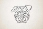 Line Art - Hond - Pitbull - XS - 25x29cm - EssenhoutWit - geometrische wanddecoratie