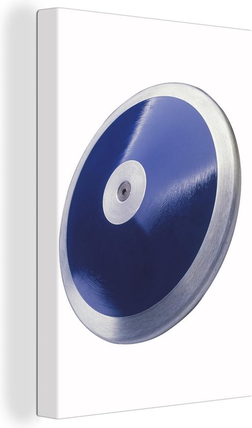 Canvas Schilderij Metalen discus voor het discuswerpen op een witte achtergrond - 60x90 cm - Wanddecoratie