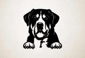 Wanddecoratie - Hond - Zwitserse sennenhond 5 - L - 79x75cm - Zwart - muurdecoratie - Line Art