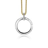 ZINZI zilveren ronde hanger 21mm met sluitring wit ZIH2061