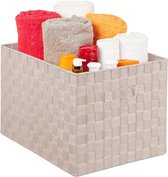 Relaxdays opbergmand badkamer - handgrepen - badkamer mand - gevlochten - speelgoedmand - Taupé