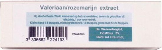 Dierendrogist Valeriaan/- Rozemarijn - Kalmeringsmiddel - 20 ml