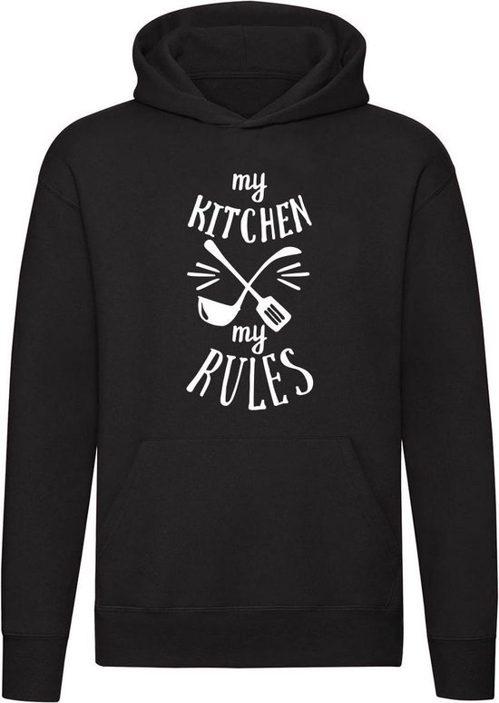 My Kitchen My Rules Hoodie - keuken - eten - koken - chef - lunch - dinner - bakken - kok - grappig - unisex - trui - sweater - capuchon