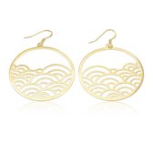 My Bendel ronde gouden wave oorbellen - Ronde oorbellen in goud met wave bewerking - Met luxe cadeauverpakking