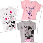 Disney Minnie Mouse T-shirt - set van 3  - wit/grijs/roze - maat 104 (4 jaar)