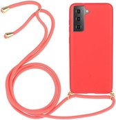 Samsung Galaxy S21 Plus Hoesje Back Cover Flexibel TPU met Koord Rood