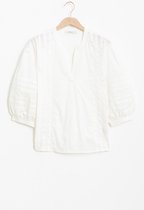 Sissy-Boy - Ecru blouse met geborduurde details en driekwart ballonmouwen