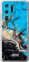 Huawei P40 Pro+ Hoesje Transparant TPU Case - Blue meets Dark Marble #ffffff