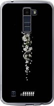 6F hoesje - geschikt voor LG K10 (2016) -  Transparant TPU Case - White flowers in the dark #ffffff
