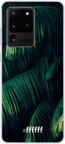 6F hoesje - geschikt voor Samsung Galaxy S20 Ultra -  Transparant TPU Case - Palm Leaves Dark #ffffff