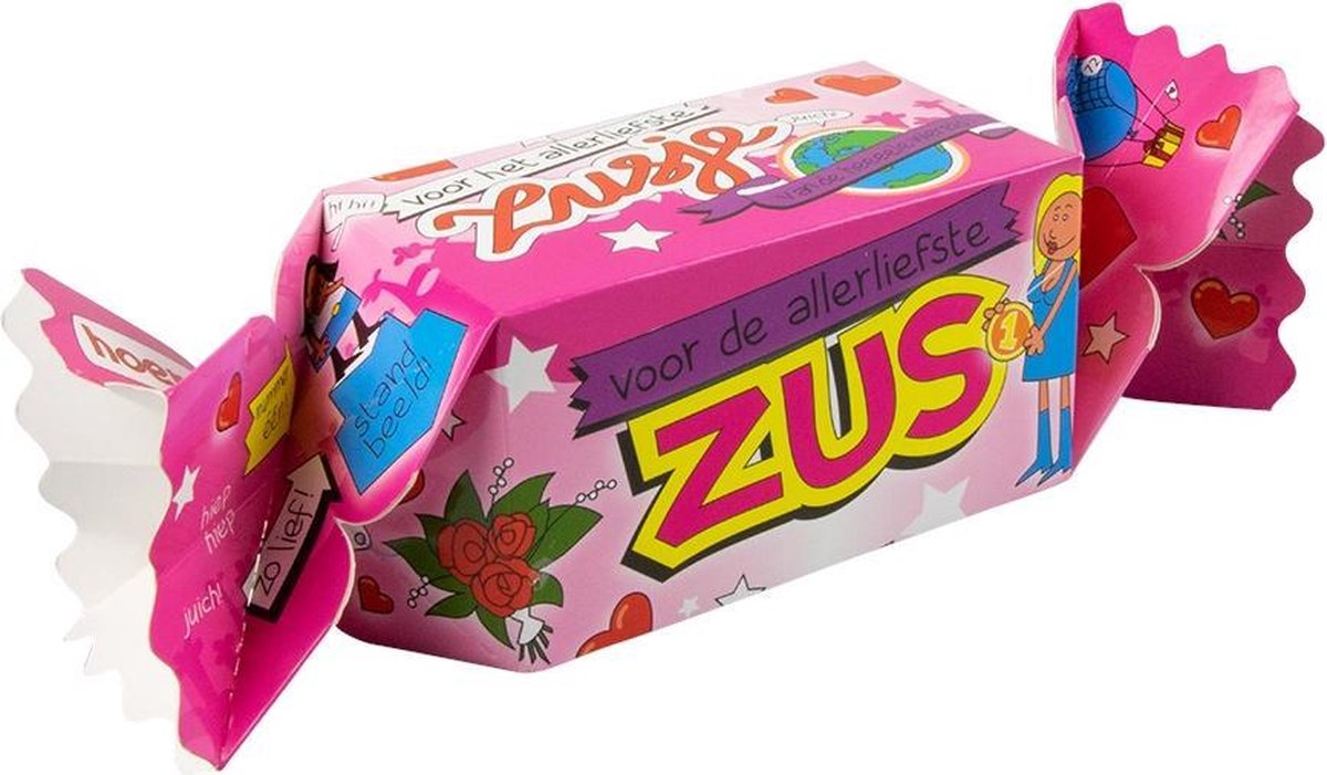 Toffee doos "Zus" 20 Cm Karton Roze