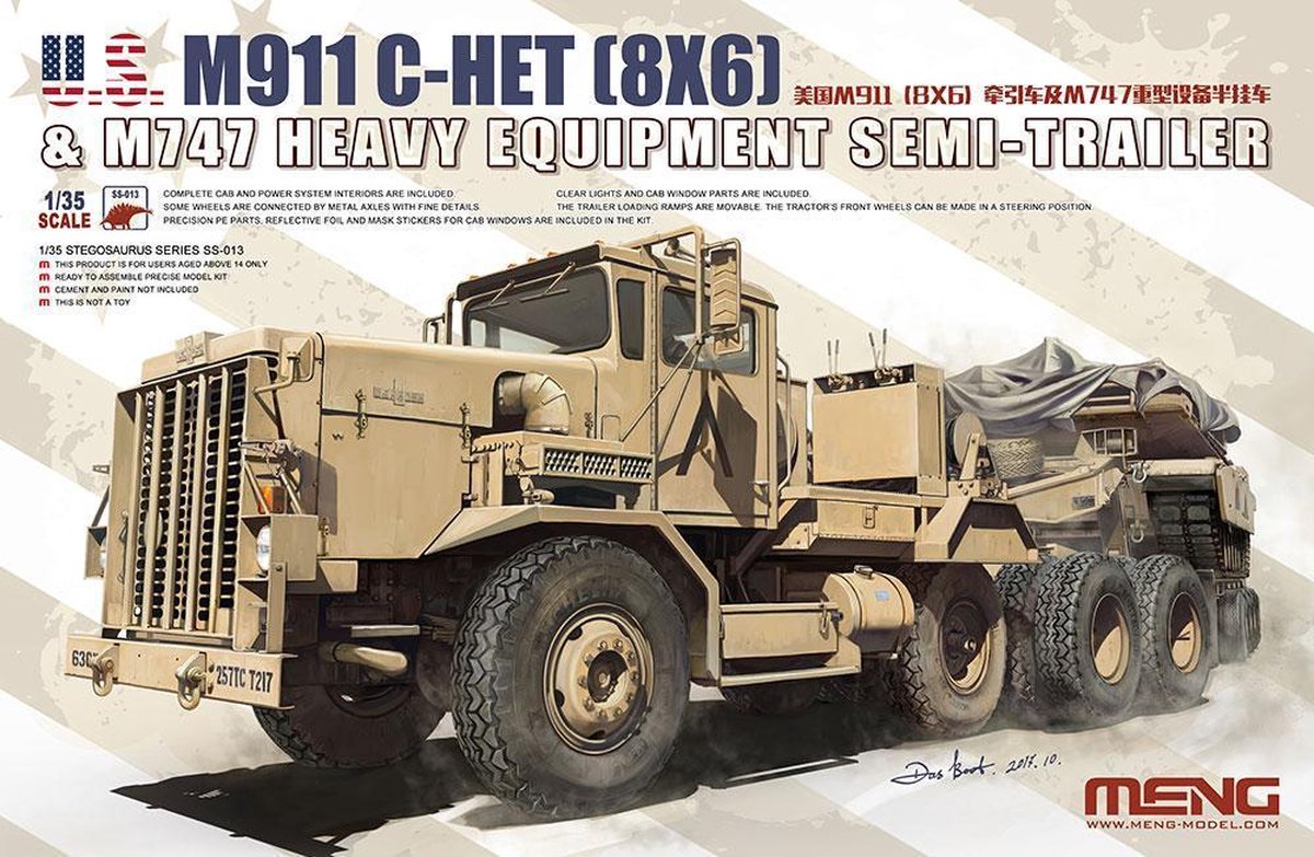 Meng Model Modelbouwpakket Militaire voertuigen - MENG SS013 M911 C-HET[8X6]-M747 Heavy Equipment Semi Trailer Plastic - 1:35 - Modelbouw
