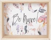 Spaarpot flamingo - Met glazen raam - Be brave - 21x6xh17cm - Hout