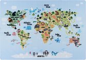 Tapijtenloods Play Vloerkleed Kinderkamer Wereldmap Laagpolig Blauw - 120x170 CM