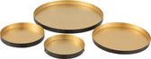 J-Line Set Van Vier Plateau Rond Metaal Zwart/Goud
