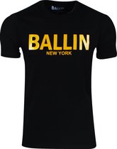 Ballin - Heren T-Shirt - Ronde hals - Regular Fit - Zwart - Goud