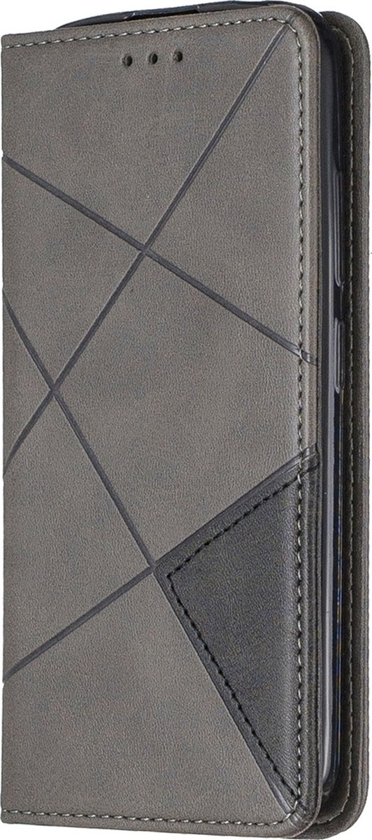 Mobigear Telefoonhoesje geschikt voor Nokia 2.2 Hoesje | Mobigear Rhombus Slim Bookcase | Pasjeshouder voor 2 Pasjes | Telefoonhoesje voor Pinpas / OV Kaart / Rijbewijs - Grijs