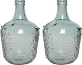 2x stuks fles vaas/bloemenvaas recycled glas lichtblauw 20 x 30 cm