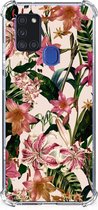 Telefoon Hoesje Samsung Galaxy A21s Leuk Hoesje met transparante rand Bloemen
