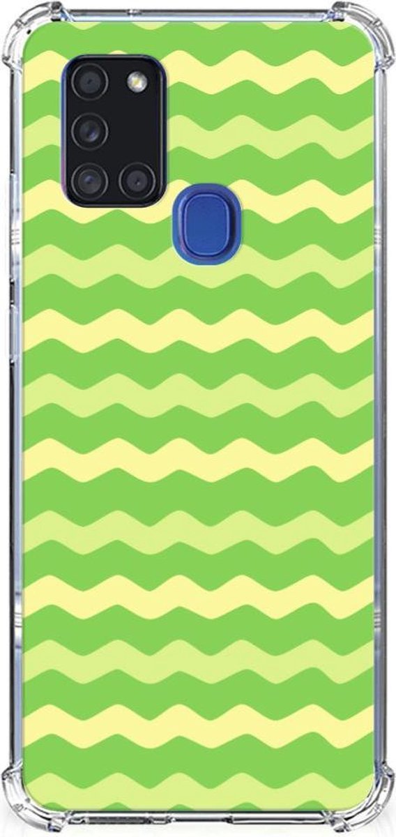 Samsung Galaxy A21s Doorzichtige Silicone Hoesje Waves Green