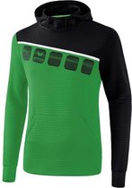 Erima Teamline 5-C Sweatshirt met Capuchon Kind Smaragd-Zwart-Wit Maat 164