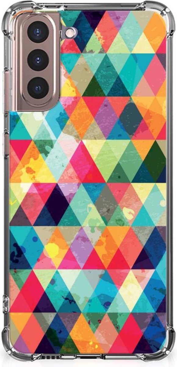 Samsung Galaxy S21 Plus Doorzichtige Silicone Hoesje Geruit