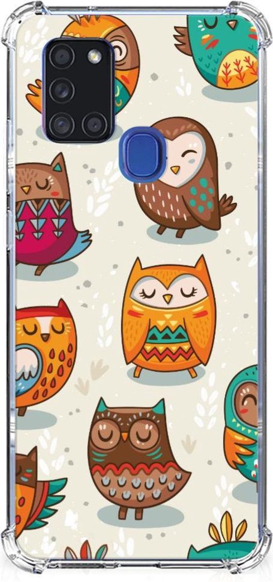 TPU Case Anti-Shock voor Samsung Galaxy A21s Case Anti-shock Vrolijke Uilen