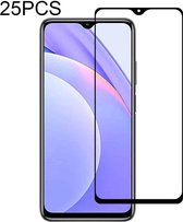 Voor Xiaomi Redmi Note 9 4G 25 PCS Volledige lijm Volledig scherm gehard glasfilm