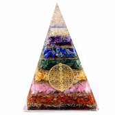 Grote Orgonite Piramide - Zeven Chakra Levensbloem - 9x7.5x7.5cm - Spirituele Decoratie - Edelstenen & Mineralen