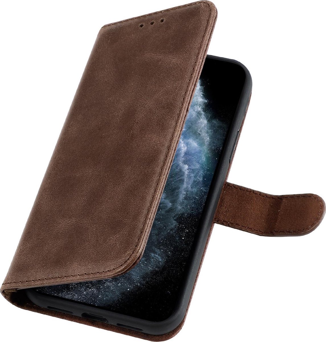 DiLedro - iPhone 12 Pro Max hoesje bookcase - iPhone 12 Pro Max wallet case - hoesje iPhone 12 Pro Max bookcase - echt Leer - iPhone 12 Pro Max Echt Lederen Bookcase RFID - Mocca Bruin