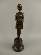 Bronzen beeld - Dame in nachtjapon - Gedetailleerd sculptuur - 36 cm hoog