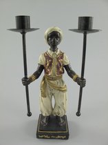 Kandelaar - Beeldje Man op sokkel - Twee kaarshouders - 28 cm hoog