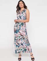 LOLALIZA Lange jurk met planten print en kraag - Roze - Maat 38