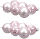 12x stuks kerstversiering kerstballen roze (powder) van glas - 8 cm - mat/glans - Kerstboomversiering