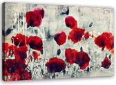 Schilderij Klaprozen (print op canvas), 2 maten, rood/grijs, Premium print