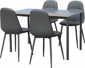 Tafelset Louisa, 4 stoelen - grijs