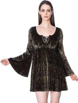 Banned Flare jurk -M- DAMASK Zwart/Goudkleurig