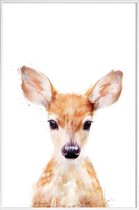 JUNIQE - Poster in kunststof lijst Hertje illustratie -40x60 /Bruin &