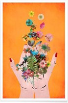 JUNIQE - Poster Frida's Hands -20x30 /Kleurrijk
