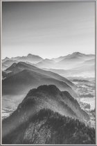 JUNIQE - Poster met kunststof lijst Ballonvaart over de Alpen -60x90