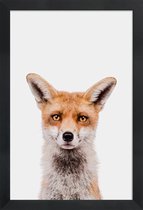 JUNIQE - Poster in houten lijst Fox -20x30 /Bruin & Wit