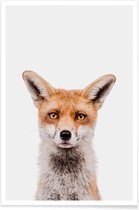 JUNIQE - Poster Fox -20x30 /Bruin & Wit