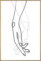 JUNIQE - Poster met kunststof lijst Hands -30x45 /Grijs & Ivoor
