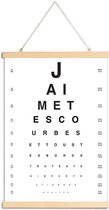 JUNIQE - Posterhanger Eye Chart Je t'aime -60x90 /Wit & Zwart