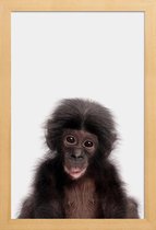 JUNIQE - Poster in houten lijst Bonobo -30x45 /Bruin & Zwart