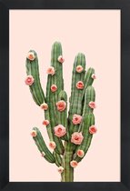 JUNIQE - Poster met houten lijst Cactusrozen foto -13x18 /Groen & Roze